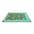 thumbnail image 2 of Ahgly Company Machine Washable Indoor Square Oriental Turquoise Blue Traditional Area Rugs, 4' Square, 2 of 4