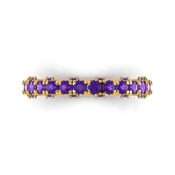 3.13 ctw Wedding Band for Women - 18K Yellow Gold Natural Amethyst Stackable Eternity Ring