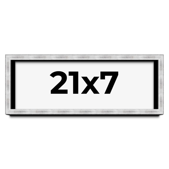 21x7 Frame Brushed Silver Solid Wood Picture Frame | 0.75 Inch Moulding Width | Rabbet Depth 0.75