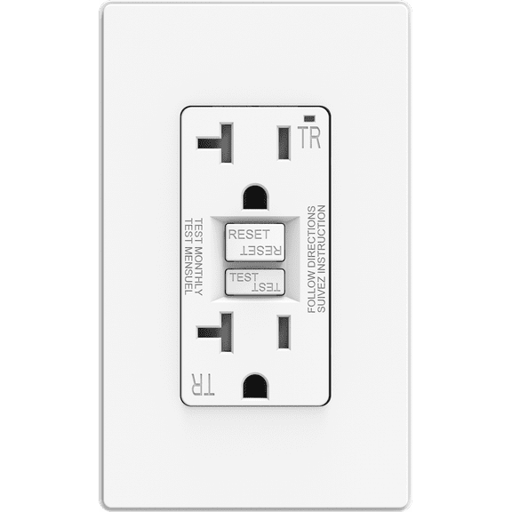 Hyper Tough 20 Amp GFCI Outlet, Self-Testing, Tamper Resistant, Impact Resistant, White