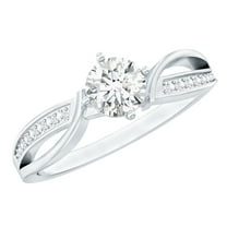 Rosec Jewels Lab Created Diamond Circle Engagement Ring - 5 MM - EF-VS Quality - Ready to Gift, 925 Sterling Silver, US 4.00