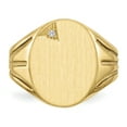 thumbnail image 3 of 14K Yellow Gold Grooved Band Hollow Back 17x13.4 Diamond Signet Ring Size 10, 3 of 7