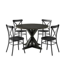 Crosley Furniture Hayden 5-piece Round Metal Dining Set in Matte Black