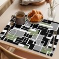 thumbnail image 3 of Sage Green Black Geometric Placemats Set of 4 Modern Abstract Art Block Place Mats Indoor Wipeable Table Mats Washable Cloth Dining Table Placemats for Kitchen Holiday Party Home Decor 13x19 Inch, 3 of 9