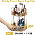 thumbnail image 3 of 360 Rotating Gold Makeup Organizer,2 Tier Large Capacity Rotating Makeup Organizer,SkincarePerfume Organizer,Bathroom Cosmetics Storage Organizer Countertop (Gold-2 Tier), 3 of 6