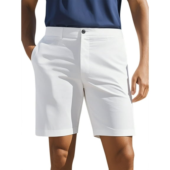 INSPIRE CHIC Mens Dress Shorts Flat Front Lightweight Summer Business Formal Shorts with Pocket 28 White