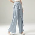 thumbnail image 4 of Jalioing Womens Chiffon Pant Flowy Wide Leg Drape Straight Leg Lightweight High Waist Boho Yoga Pants (Large, Light Blue), 4 of 5