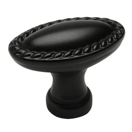 Top Knobs Scroll - Cosmas 4116FB Flat Black Rope / Scroll Cabinet Hardware Oval Oblong Knob