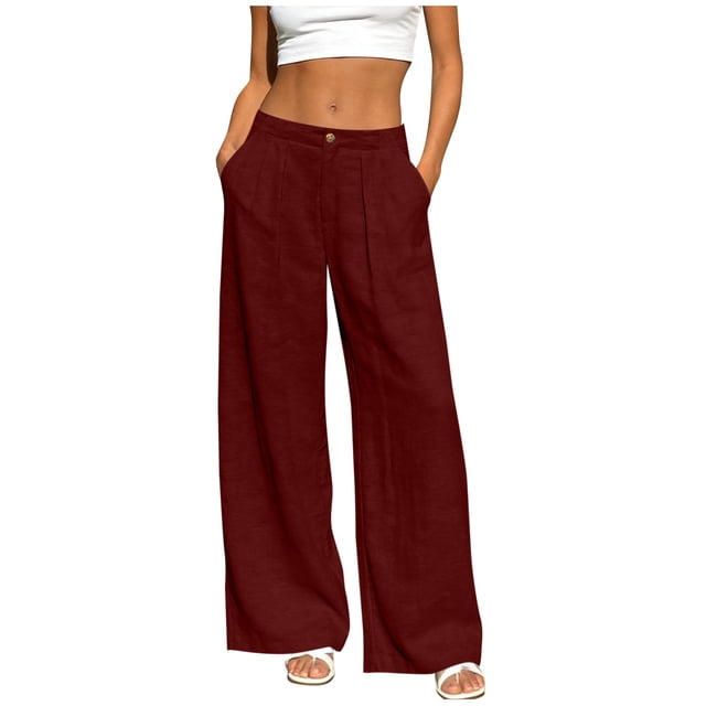 Pantalones de Cintura Elástica de las Mujeres Color Sólido Casual Bolsillo Pantalones de Pierna Recta para el Uso Deportivo Diario