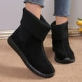 thumbnail image 4 of Wensltd Ankle Boots for Women Wide Width Round Toe Fashion Casual Low Calf Short Warm Boots Black, 4 of 7