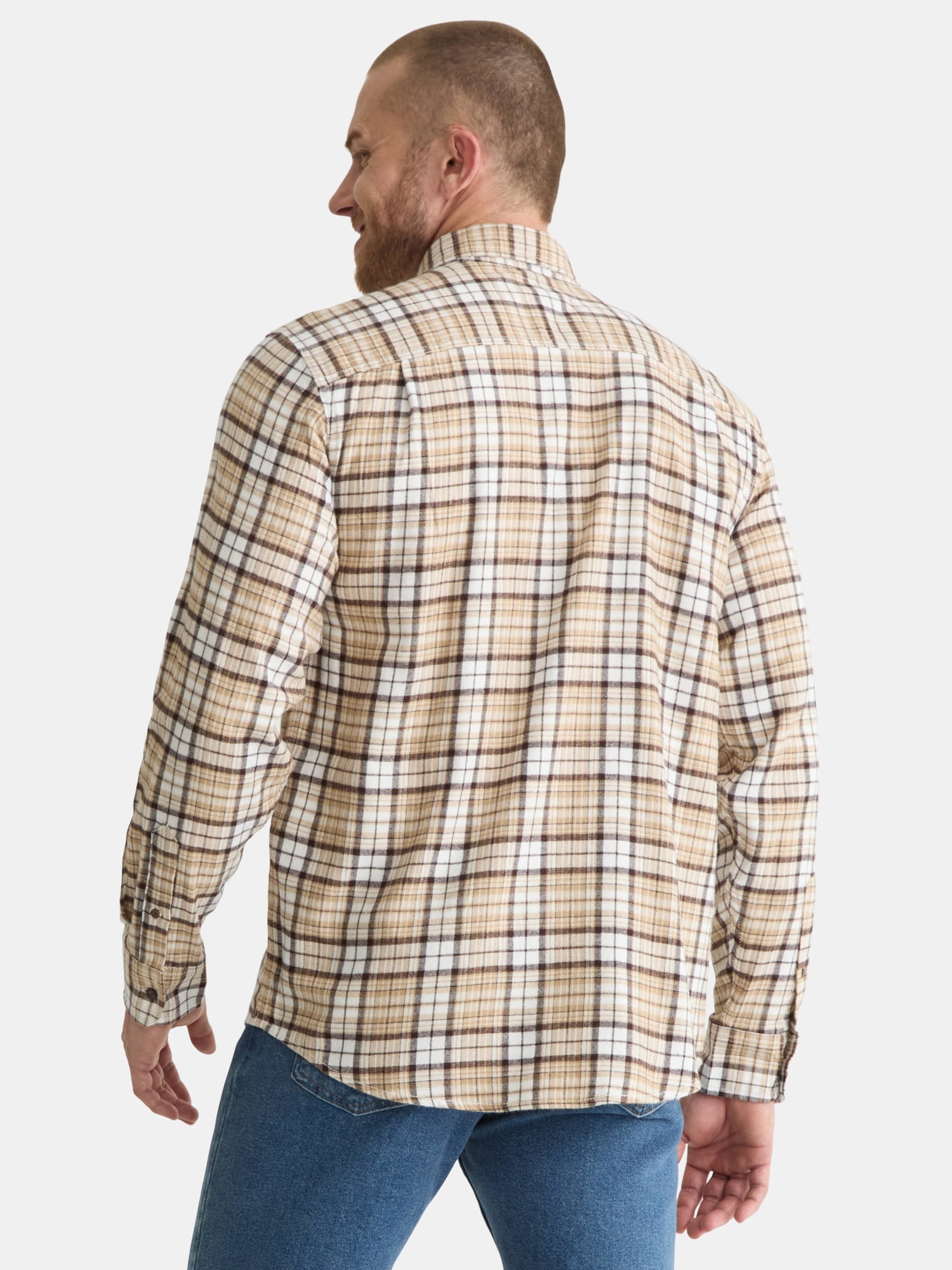 George Men's & Big Men's Relaxed Fit Double Pocket Flannel Shirt, Sizes XS-3XLT