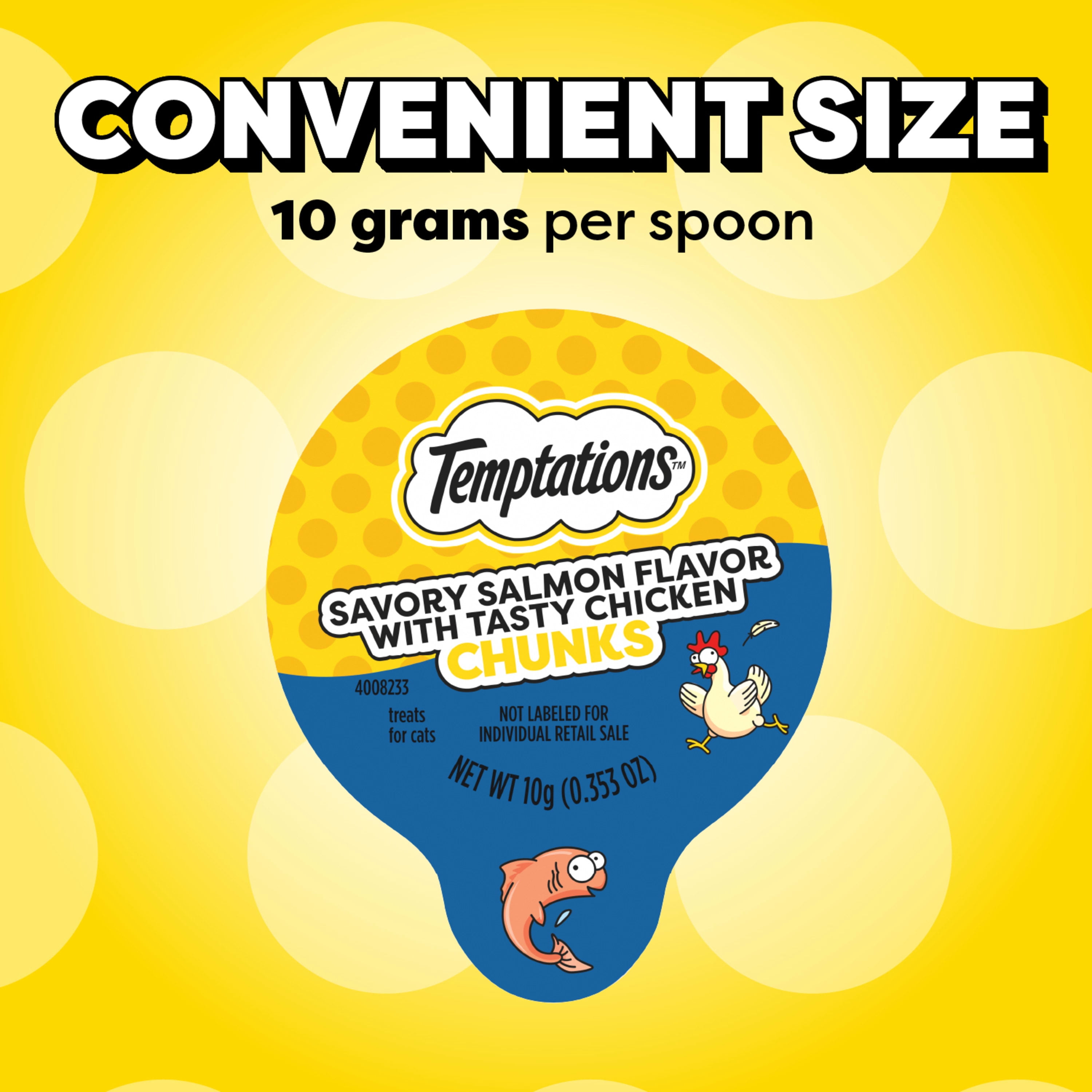 TEMPTATIONS Lickable Spoons with Meaty Inclusions Savory Salmon with Tasty Chicken Chunks 8ct