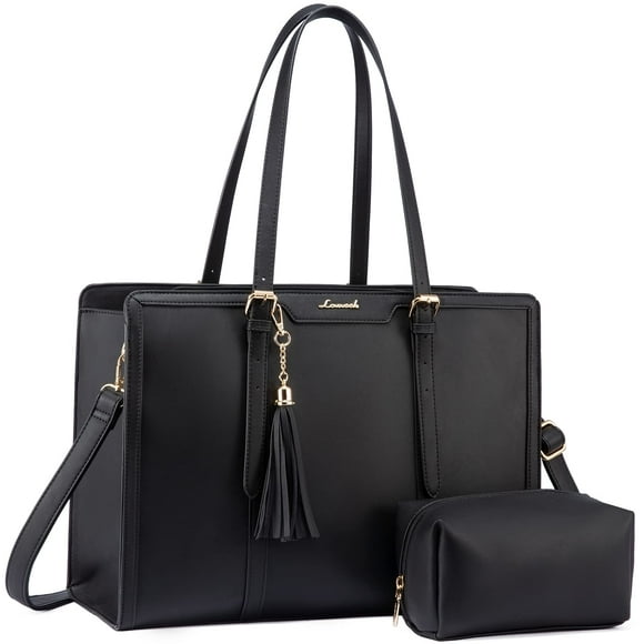 LOVEVOOK Laptop Bag for Women 15.6 inch Waterproof Leather Laptop Tote Bag with Clutch Purse,Large Capacity Laptop Purse for Work,Office,Bu