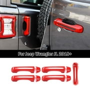 CheroCar Car Door Handles Cover Trim Exterior Accessories for Jeep Wrangler JL JLU 2018-2022,Red