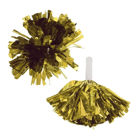 Unique Bargains 1 Pair Cheerleader Pom Poms Handle Cheerleading Practice Poms Gold Tone