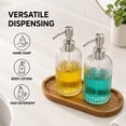 thumbnail image 2 of HBK Glass Soap Dispenser Set with Wooden Tray, 2 Pack 14 oz Clear Pump Bottles for Bathroom Kitchen, Stainless Steel, Refillable Hand Dish Soap, 2 of 8