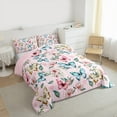 thumbnail image 3 of Castle Fairy 3-Piece Queen Size Comforter Set - Butterfly Vintage Flower Watercolor Print, 3 of 8