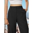 thumbnail image 3 of Womens Casual Wide Leg Pants High Waisted Button Down Straight Long Trousers Palazzo Pants Slacks with Pockets S-3XL, 3 of 8