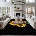 thumbnail image 3 of 5'x7' Area Rugs for Living Room Bedroom, Yellow Sunflowers Washable Rug Carpet Runner Indoor Outdoor, Farmhouse Floral Leaves Butterfly Black Non Slip Floor Mats Area Rug for Kitchen, Nursery, 3 of 8