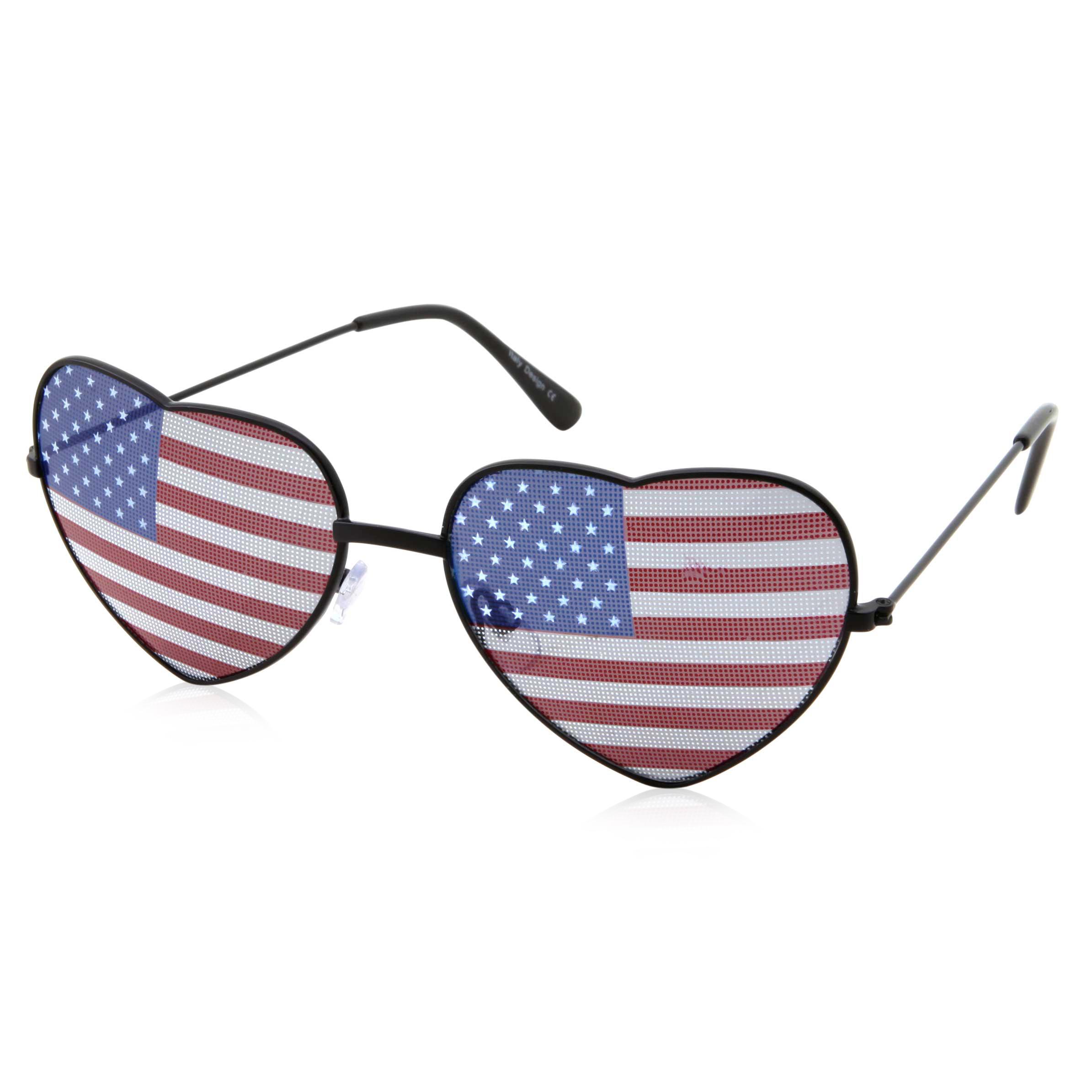 grinderPUNCH Women's Heart Shaped American Flag Cute Sunglasses US Shades - image 2 of 5