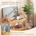 thumbnail image 5 of Small Entryway Bench with Storage, 2-Tier Bamboo Shoe Rack Bench with Flip Top Storage Space and Padded Cushion, Shoe Organizer for Entryway, Living Room, Hallway, Bedroom,, 5 of 9