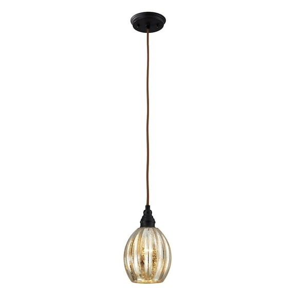 Danica 1-Light Mini Pendant in Oiled Bronze with Mercury Glass