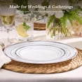 thumbnail image 3 of Goodluck 200-Piece Silver Plastic Plates, Disposable Dinnerware Set with 100 Dinner Plates and 100 Dessert Plates for Party, Wedding and Birthday, 3 of 8