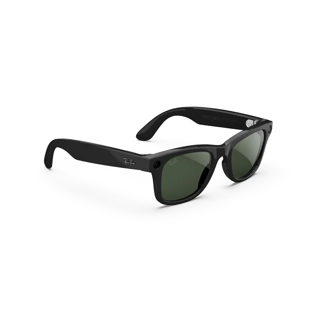Ray-Ban Meta Wayfarer (Gen 2) Smart Glasses with AI, Photo, Video, Audio & Messaging - Shiny Black / Clear to Graphite Green Transitions – Size – Standard, Fit – High Bridge – Open Box