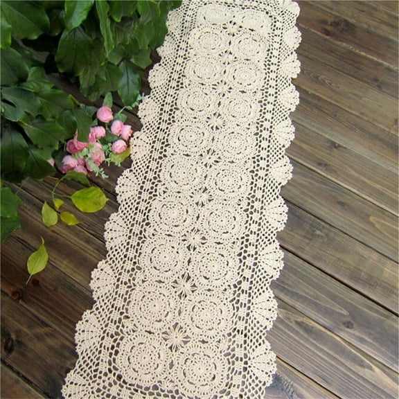 Rectangular hand crocheted lace hollow tablecloth, suitable for dining table and home decoration