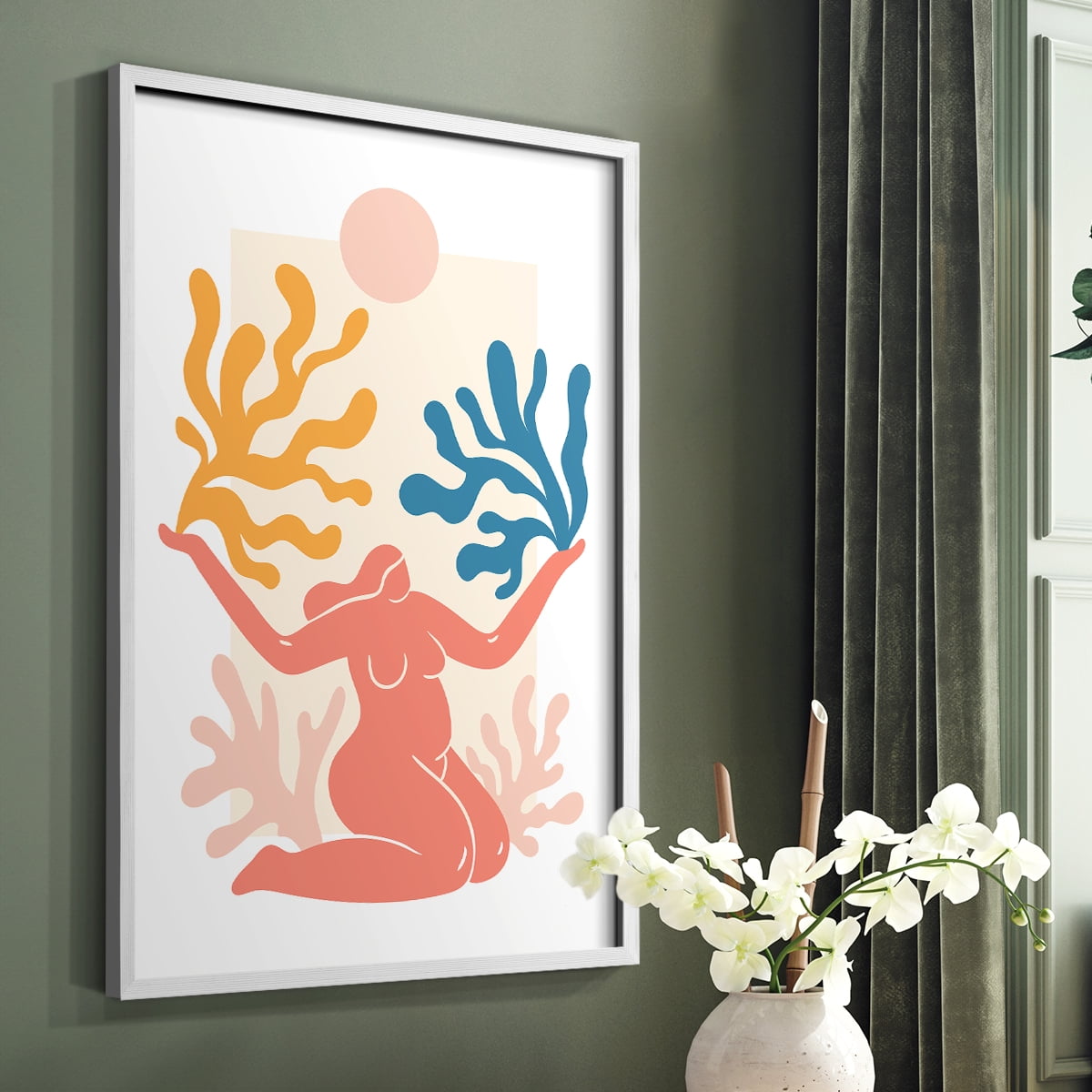 Matisse CDL in White Solid Wood Framed Print No Nail Hanging