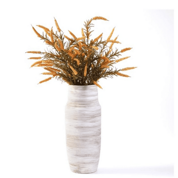 14 inch White Floor Vase for Modern Living Room Decor,Big Boho Vases for Tall Pampas Grass,Modern Ribbed Flower Vases for Entryway Table,Kitchen Island,Fireplace Decor