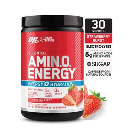 Optimum Nutrition Amino Energy Plus Electrolytes Powder, Strawberry Burst, 30 Servings