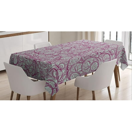 

Purple Tablecloth Bohemian Style Paisley Leaf with Curly Petal Veins Retro Effect Mandala Plant Rectangular Table Cover for Dining Room Kitchen Decor 60 X 90 Turquoise Purple