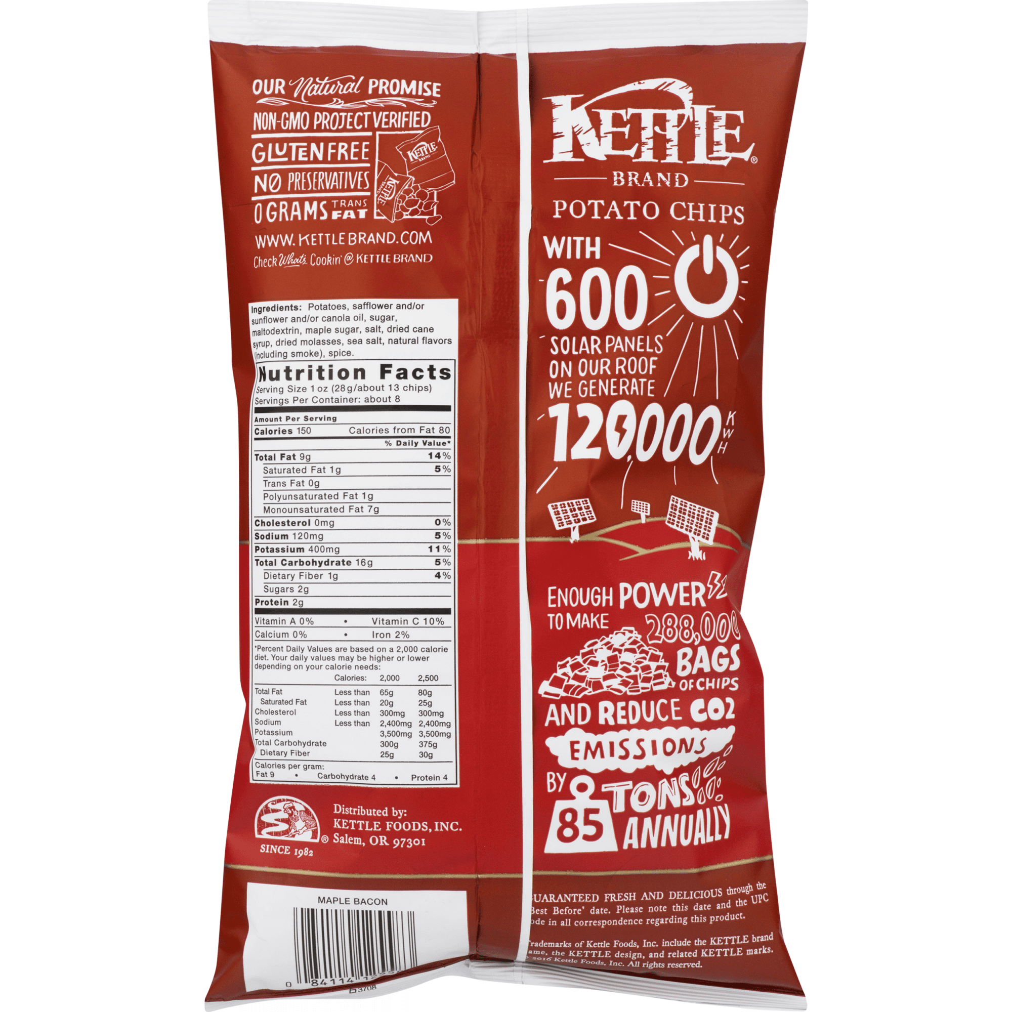 Kettle Chips Potato Brand Maple Bacon 8.5 Oz