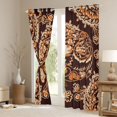 thumbnail image 3 of Homewish Brown Paisley Print Blackout Curtains Set of 2 (52x84 Each) for Adult, Vintage Damask Flower Window Curtains, Southwestern Theme Curtains and Drapes, Curtains Blackout Decor, 3 of 6