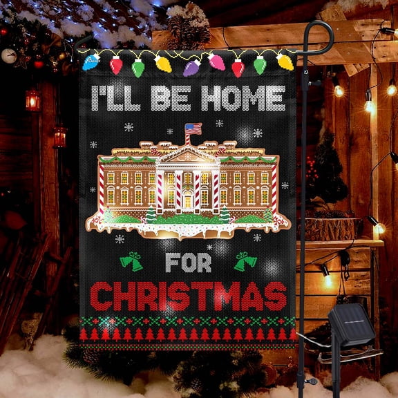 FLAGWIX Trump Christmas I'll Be Home For Christmas Solar LED Garden Flag MLN4433SF - USA Flags Decor Indoor Outdoor