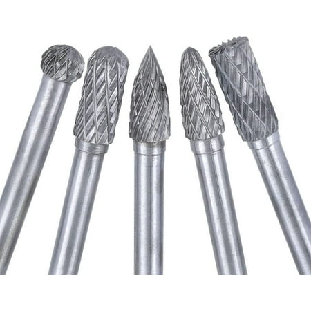 Amenitee Carbide Double Cut Rotary Burr Set Mesee Set Of 4 Tungsten Carbide Rotary Burrs, 6 Inch Long Double Cut Rotating Burr With 6mm Shank Files Rasp Bit Tools Kit For DIY