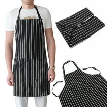 Windfall Adjustable Bib Pinstripe Apron with 2 Pockets, Unisex Cooking Kitchen Aprons for Chef Couple BBQ Painting, Black Chef Waiter Kitchen Cook