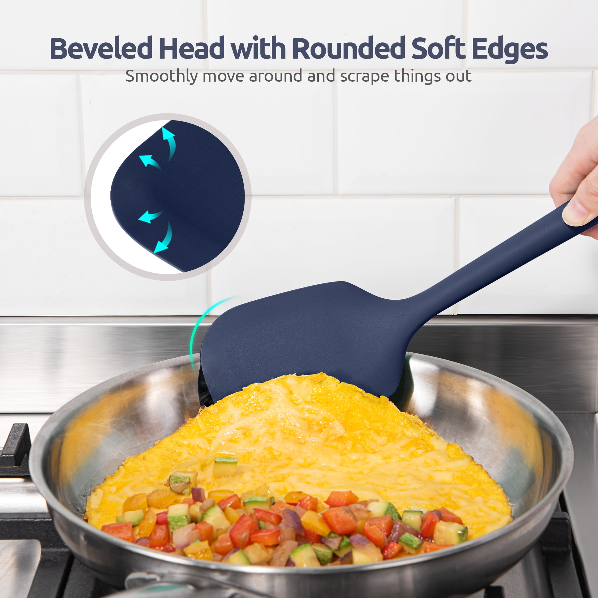 Silicone Kitchen Cooking Utensil Set: U-Taste 446°F Heat Resistant 13.6in Long Kitchen Gadgets, BPA Free Non Stick Rubber Cook Accessories For Stir Frying, Serving, Basting, Mixing (5 Pieces, Black) At