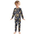 thumbnail image 6 of FORMRS Long Sleeve Top and Pants Pajama Set for Niños 2-Piece Sleepwear, Sizes 18M-8Y, Blue Peacock Feathers Pattern, 6 of 6