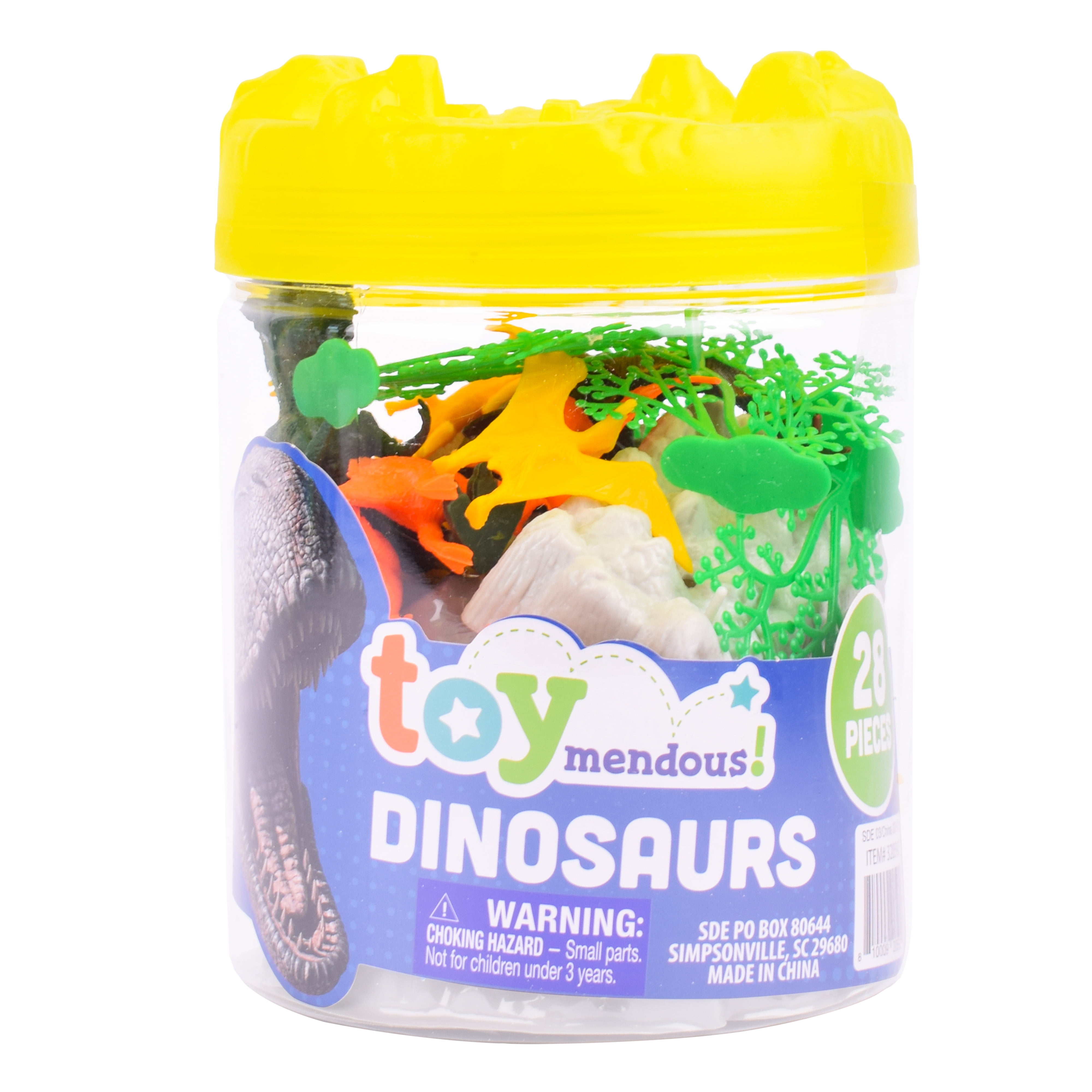 Toymendous Dinosaur Bucket of Figures - 28 Plastic Pieces | Kids, Ages 3+