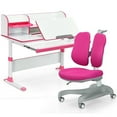 thumbnail image 1 of Gymax Réglable Enfants Bureau d'Étude Chaise de Table de Bureau Ensemble W / Étagère Rose, 1 of 10
