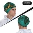 thumbnail image 6 of Xecao Green Gold Glitter Print Knit Hat,Winter Beanie for Men Women, Beanie Soft Warm Ski Stocking Cuffed Cap, 6 of 7