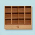 thumbnail image 3 of Vitrina De 12 Compartimentos Con Cajón, Madera Maciza, Mueble Para Muñecas A Escala 1/6, Aspecto Artesanal, Vitrina En Miniatura Para Escritorio, Madera De Cerezo Rojo., 3 of 9
