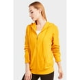 thumbnail image 3 of DailyWear Womens Long Sleeve Thin Cotton Full Zip Up Hoodie Jacket Mustard, Small, 3 of 4