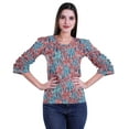 thumbnail image 1 of Moomaya Blouses pour Femmes Hauts Mode Imprimé Manches Évasées Robe Vêtements Décontractés, 1 of 4