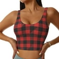 thumbnail image 2 of Lsque Red Black Plaid Printed Women'S Sports Bra, Compression, Moisture Wicking, High-Impact Sports Bra For Women,Supportive sports bra-, 2 of 9