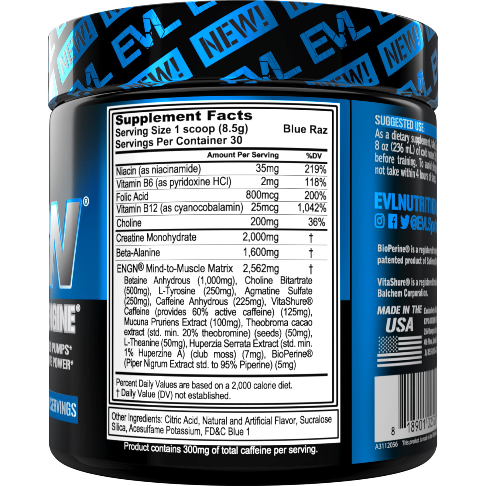 Pre Workout Powder with Creatine - Evlution Nutrition ENGN Preworkout  Supplement 30 Servings (Blue Raz) - Walmart.com