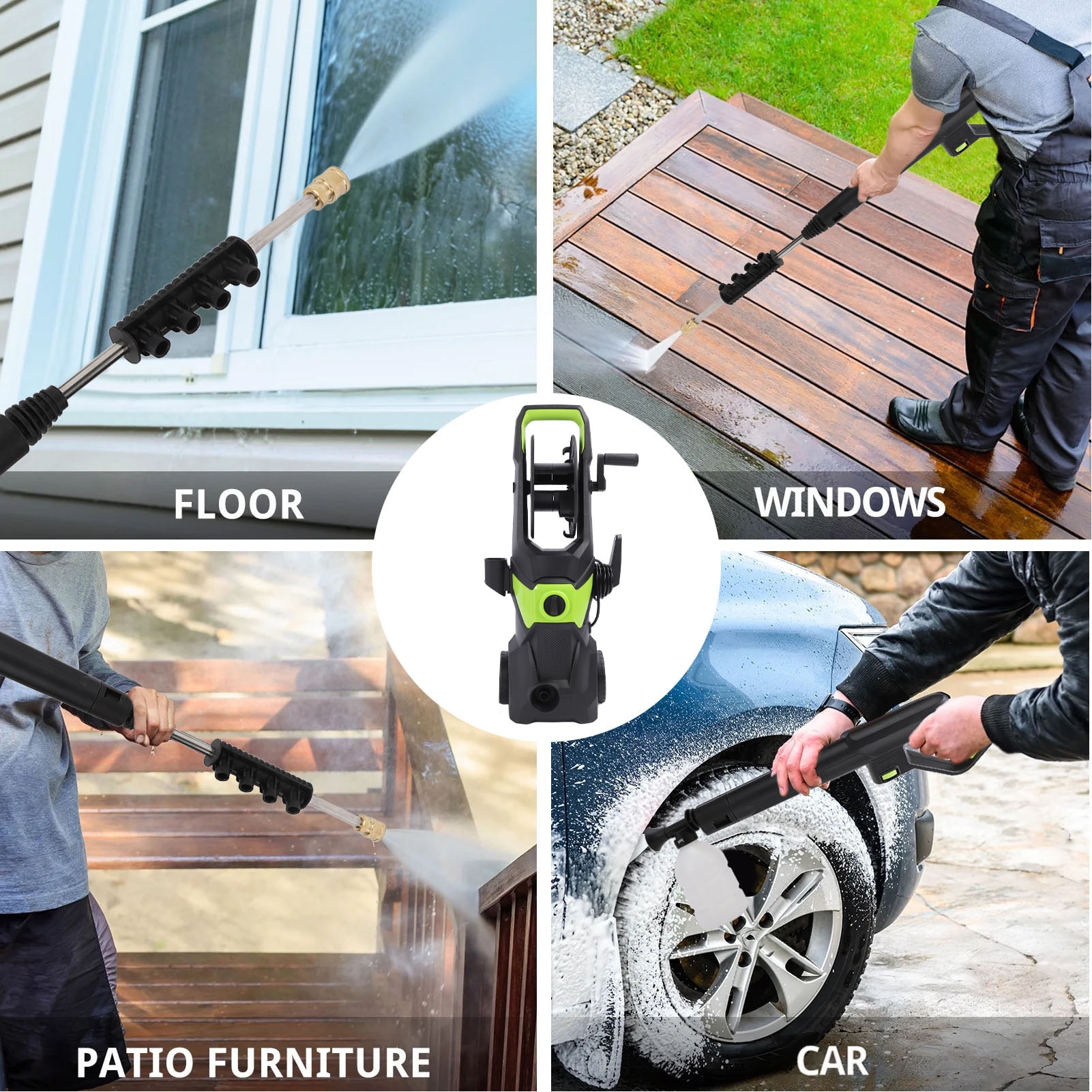 TEBRU Electric Pressure Washer, 3500 Max PSI, 2.4 GPM Power Washer Machine with Hose Reel, 32FT Hose, 5 Quick Connect Nozzles, Foam Cannon Portable to Clean Patios, Cars, Fences, Driveways