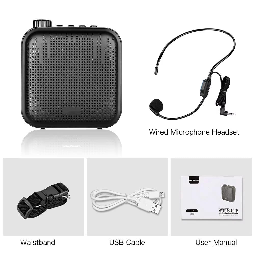 Portable Voice Amplifier Mini Audio Speaker with Microphone Rechargeable Ultralight Loudspeaker for Teachers